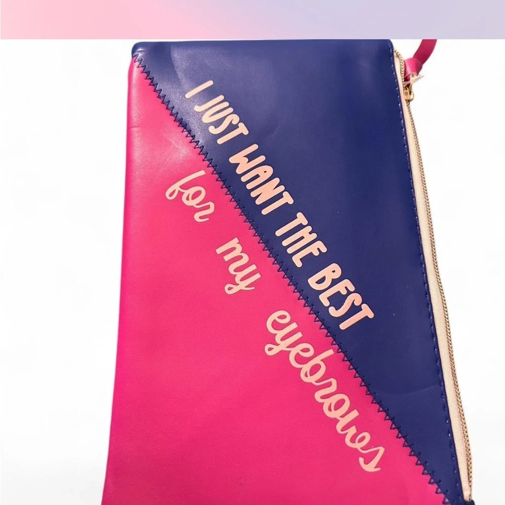 Pink and Blue Makeup Bag With Funny Saying‎